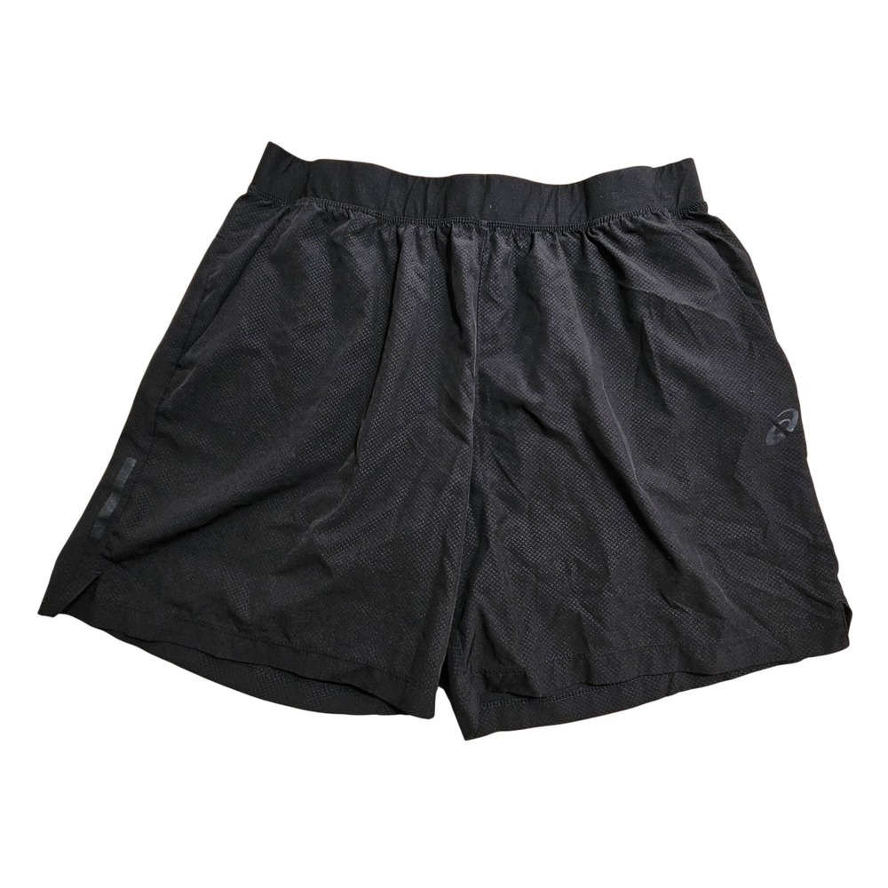 Asics Athletic‎ Shorts Mens XL Black Textured Lightweight Running 7 Inch Inseam
